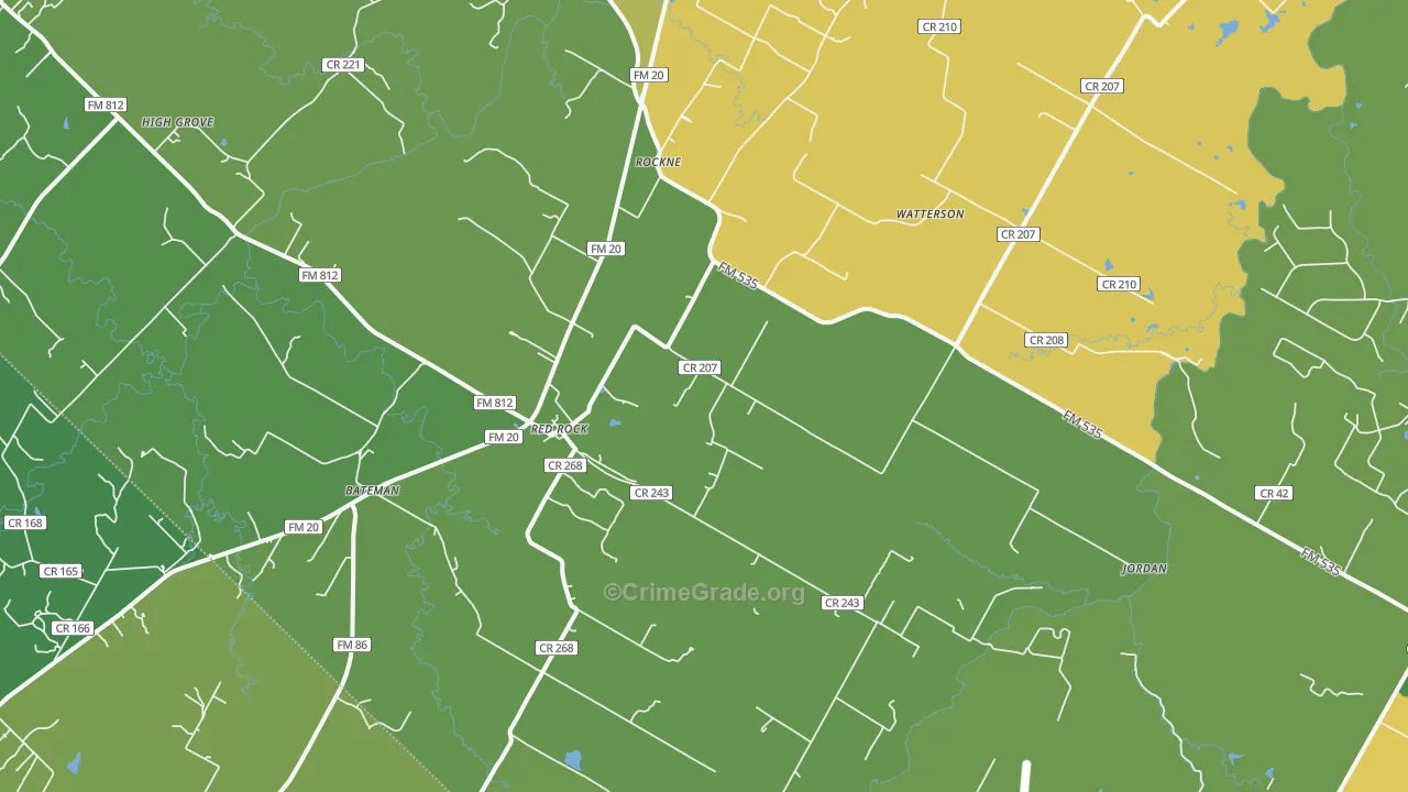 Red Rock, TX Map of Drug-Related Crime Rates