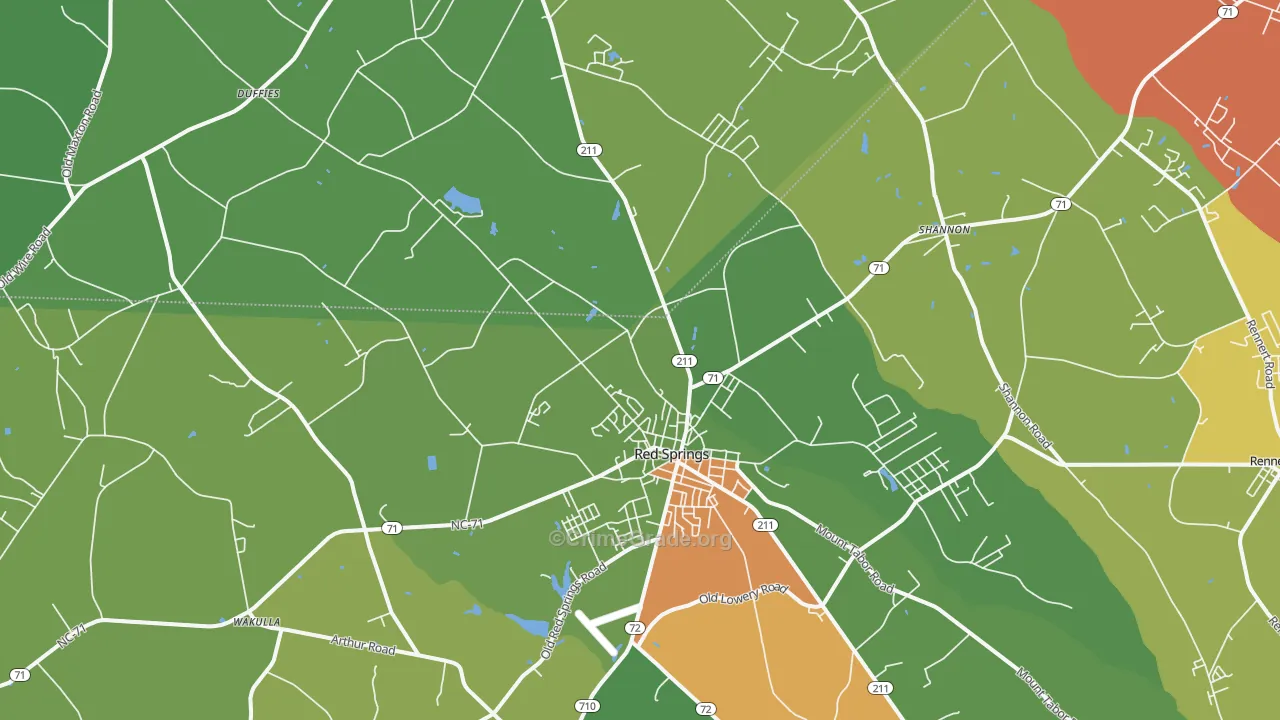 Red Springs, NC Map of Drug-Related Crime Rates