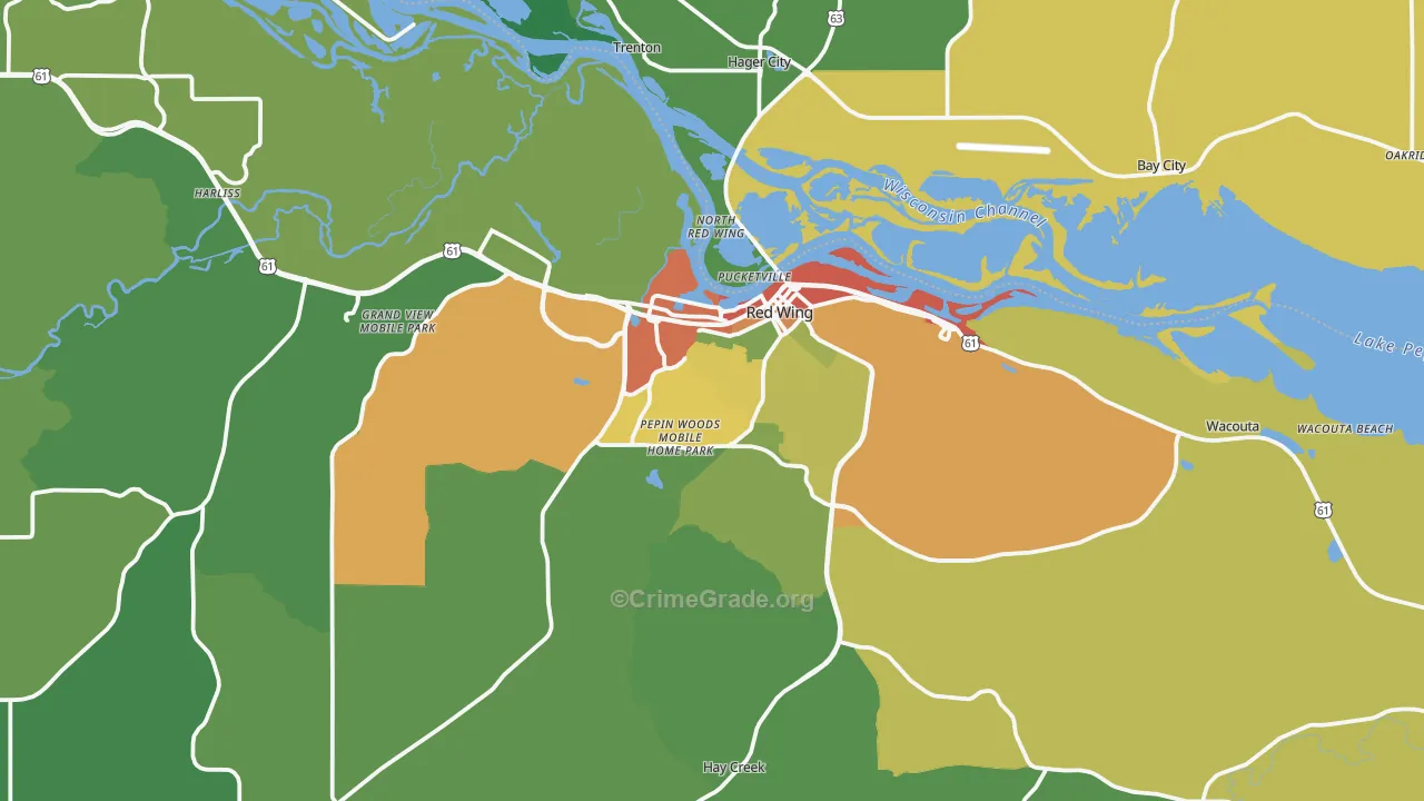 Red Wing, MN Map of Drug-Related Crime Rates