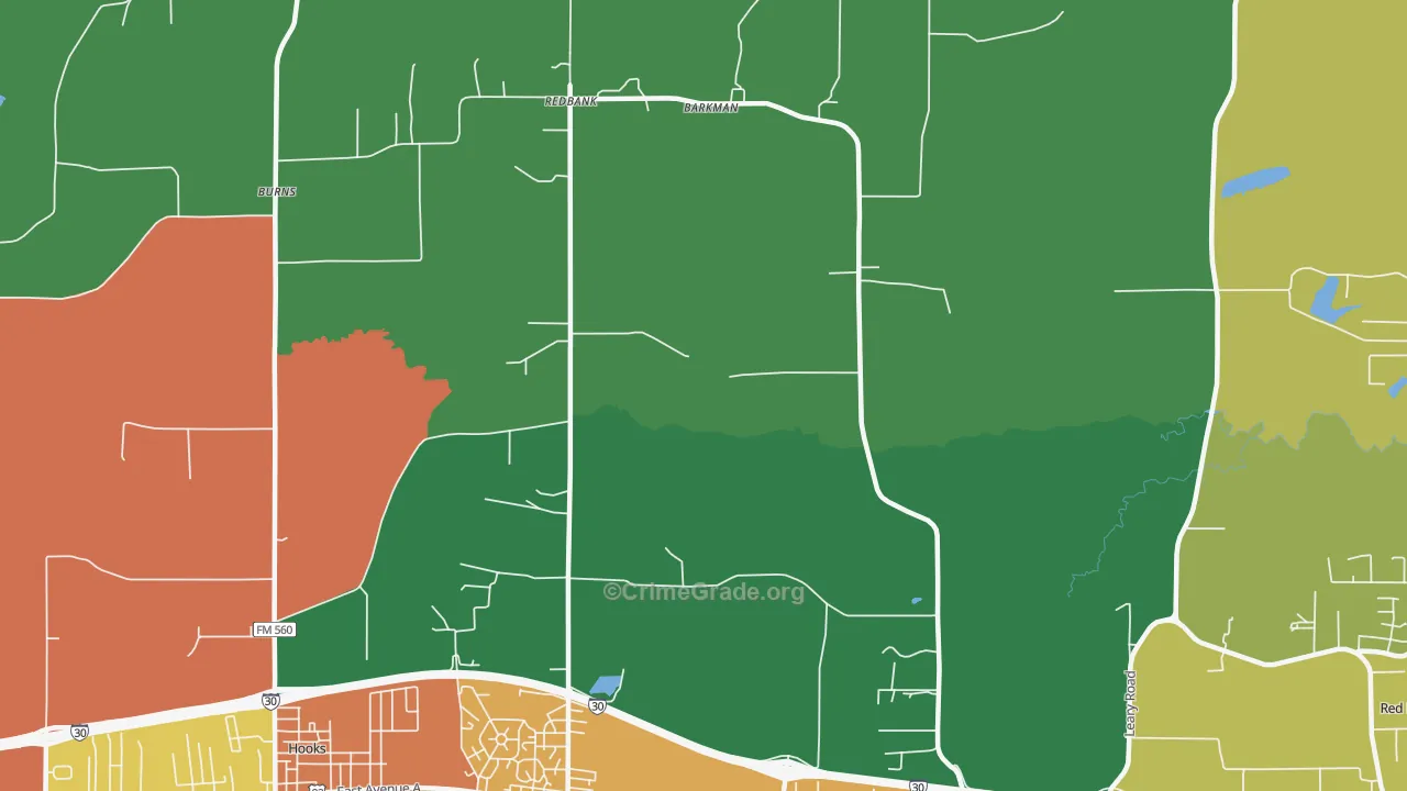 Redbank, TX Map of Drug-Related Crime Rates
