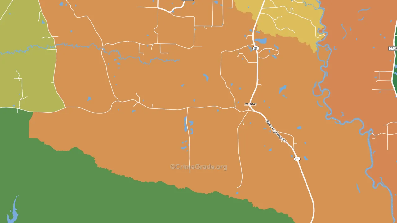 Redbay, FL Map of Drug-Related Crime Rates