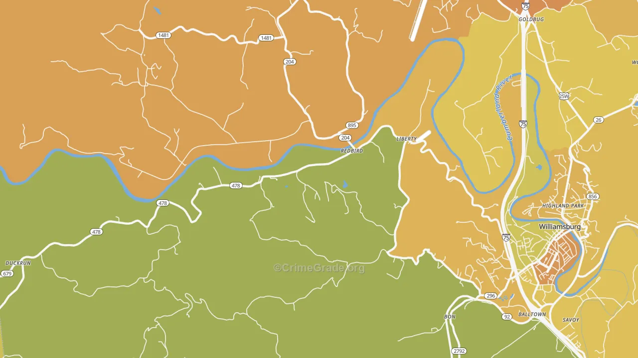 Redbird, KY Map of Drug-Related Crime Rates
