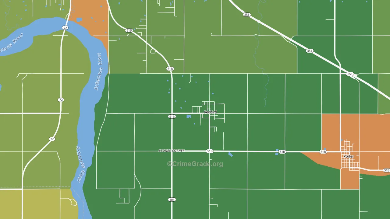Redbird, OK Map of Drug-Related Crime Rates