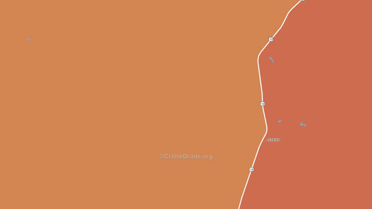 Redbird, WY Map of Drug-Related Crime Rates