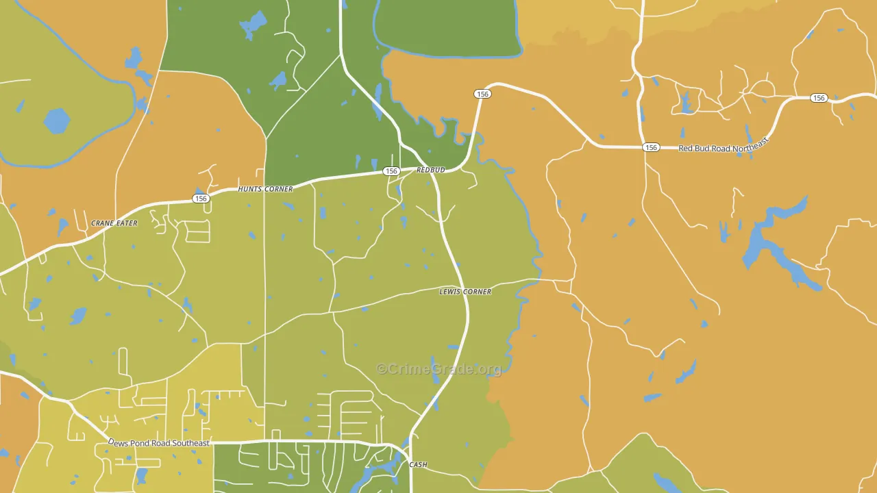 Redbud, GA Map of Drug-Related Crime Rates