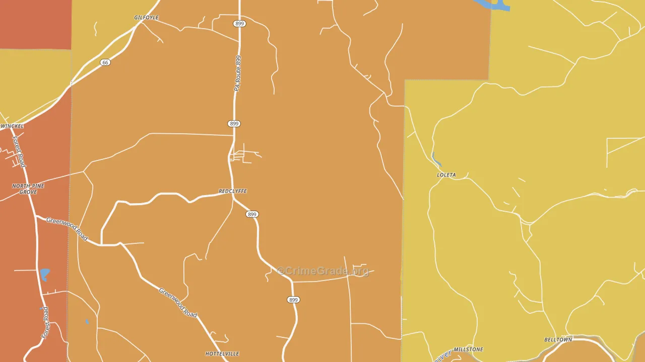 Redclyffe, PA Map of Drug-Related Crime Rates