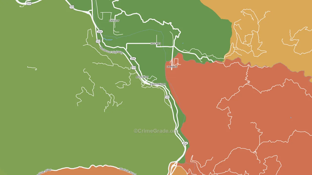 Redcrest, CA Map of Drug-Related Crime Rates
