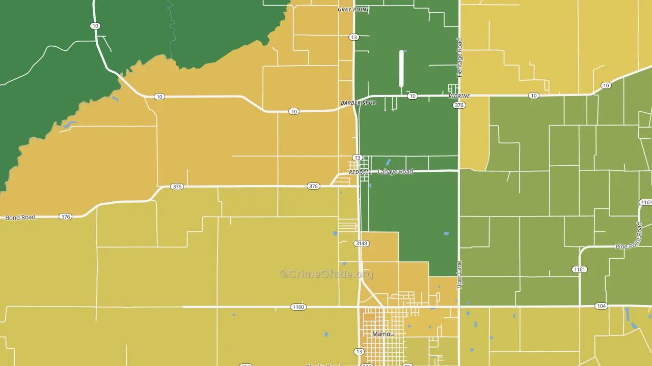 Reddell, LA Map of Drug-Related Crime Rates