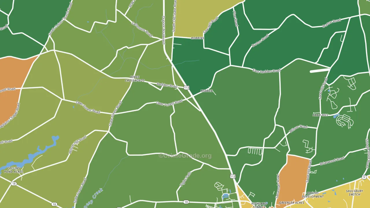 Redden, DE Map of Drug-Related Crime Rates