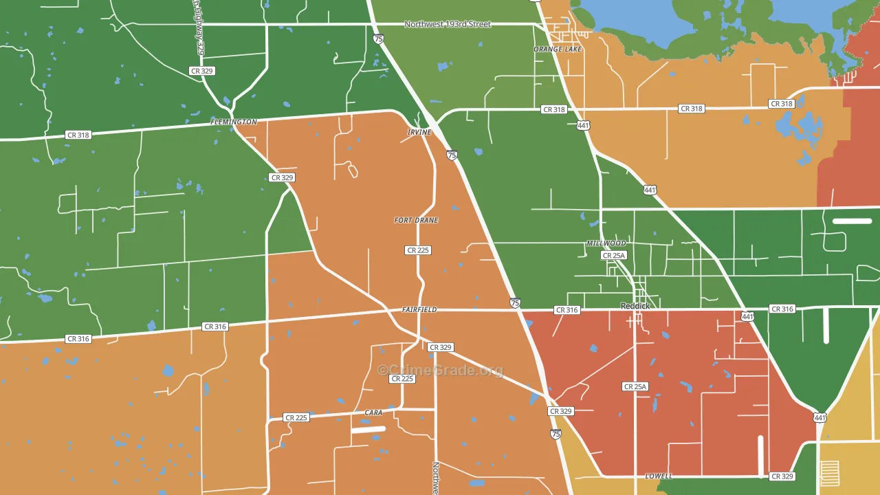 Reddick, FL Map of Drug-Related Crime Rates