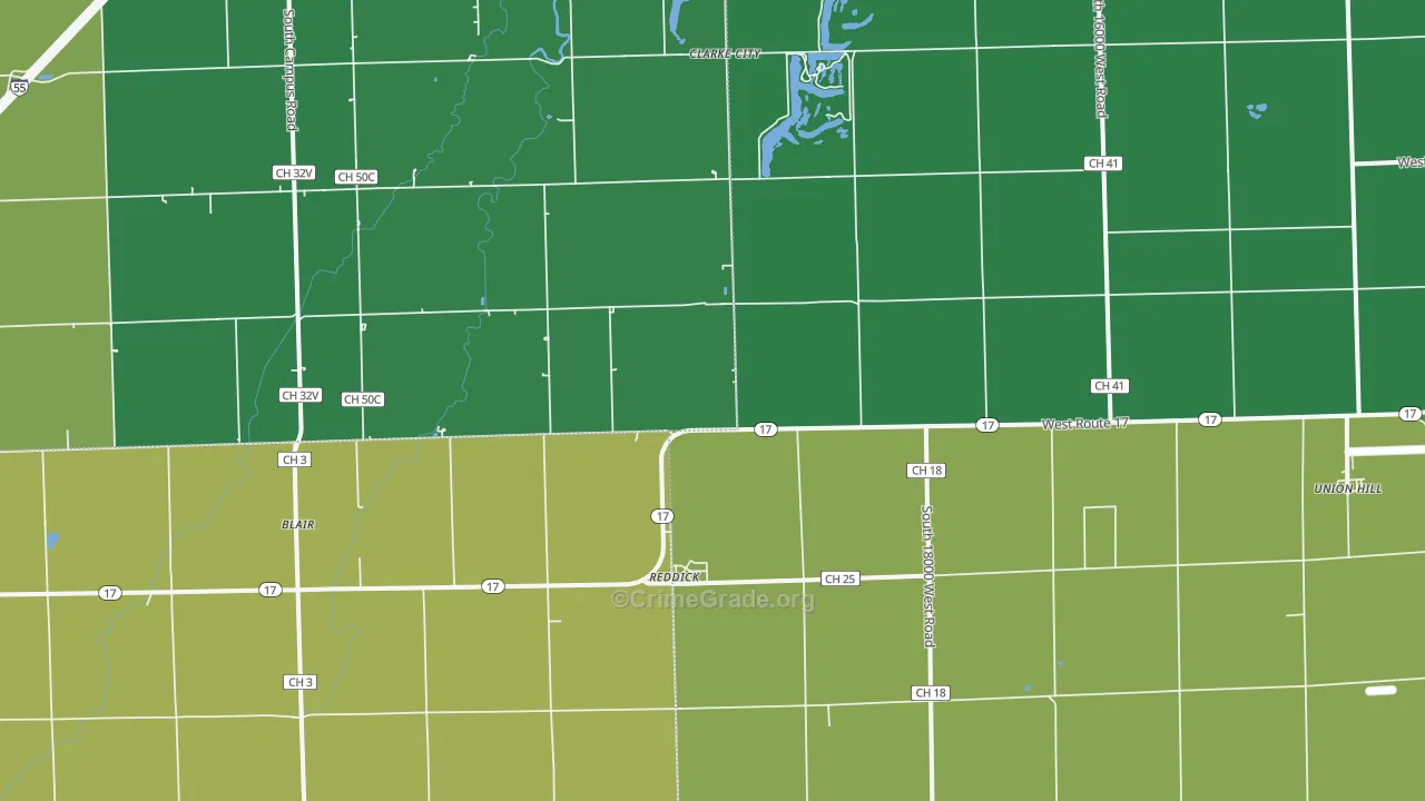 Reddick, IL Map of Drug-Related Crime Rates