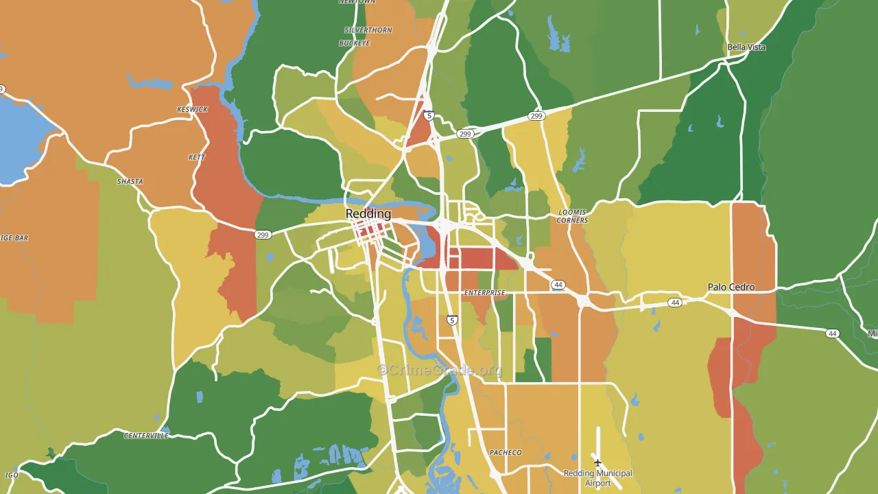 Redding, CA Map of Drug-Related Crime Rates