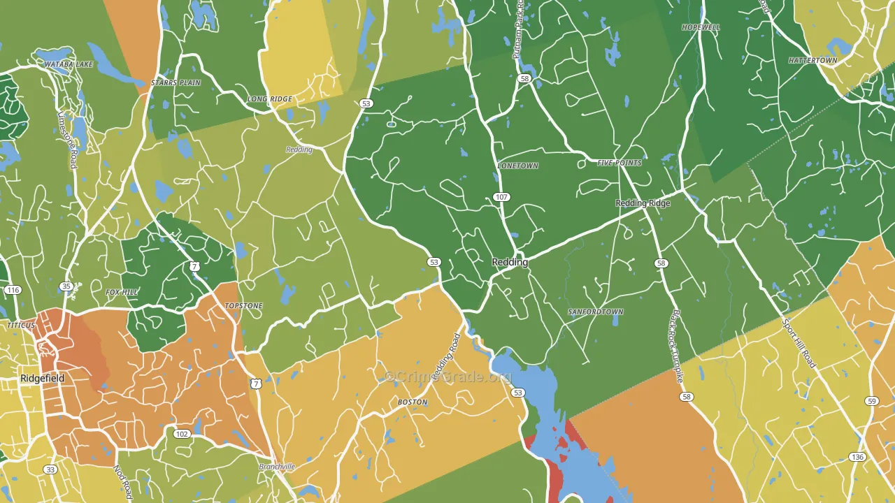 Redding, CT Map of Drug-Related Crime Rates