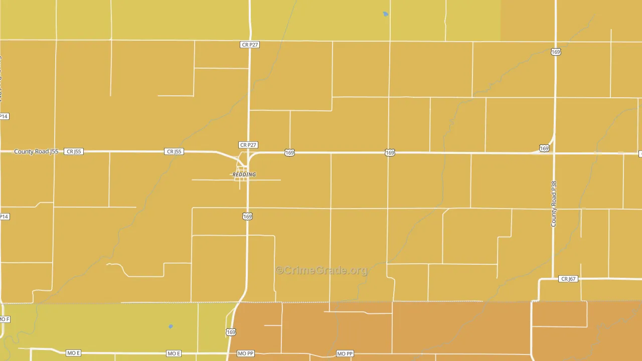 Redding, IA Map of Drug-Related Crime Rates