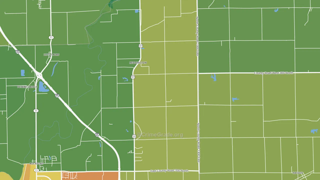 Reddington, IN Map of Drug-Related Crime Rates