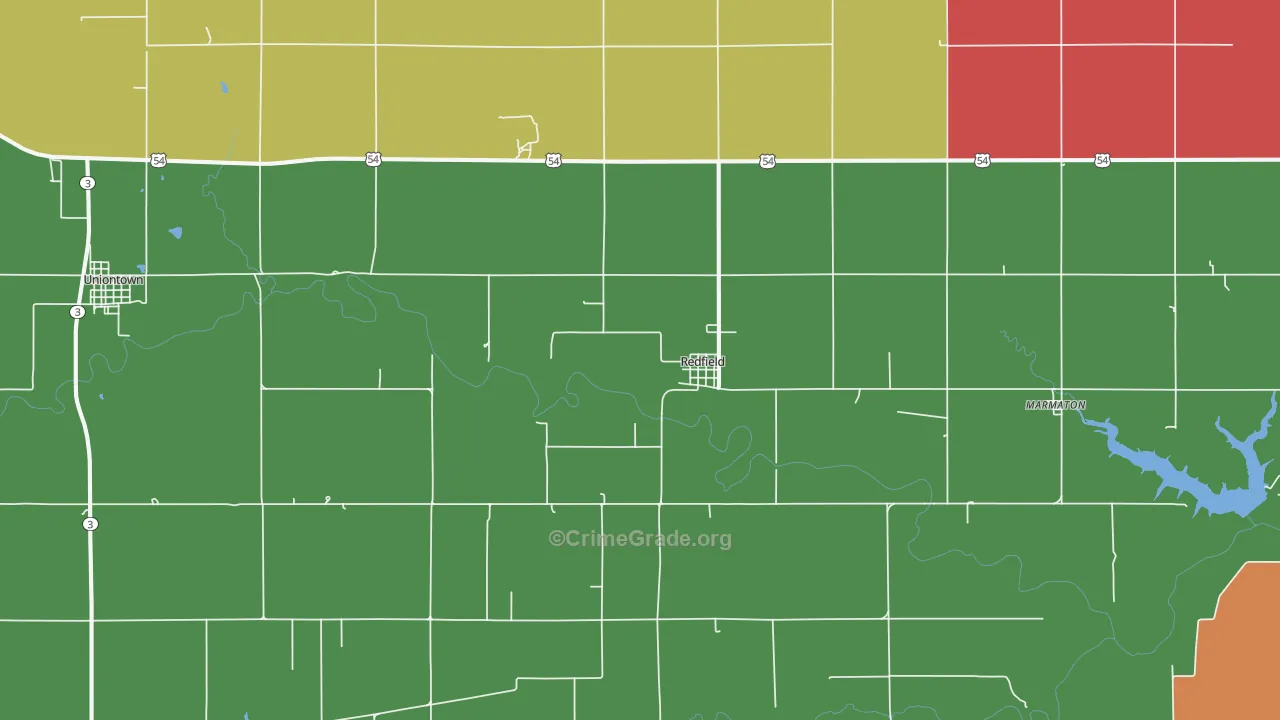 Redfield, KS Map of Drug-Related Crime Rates