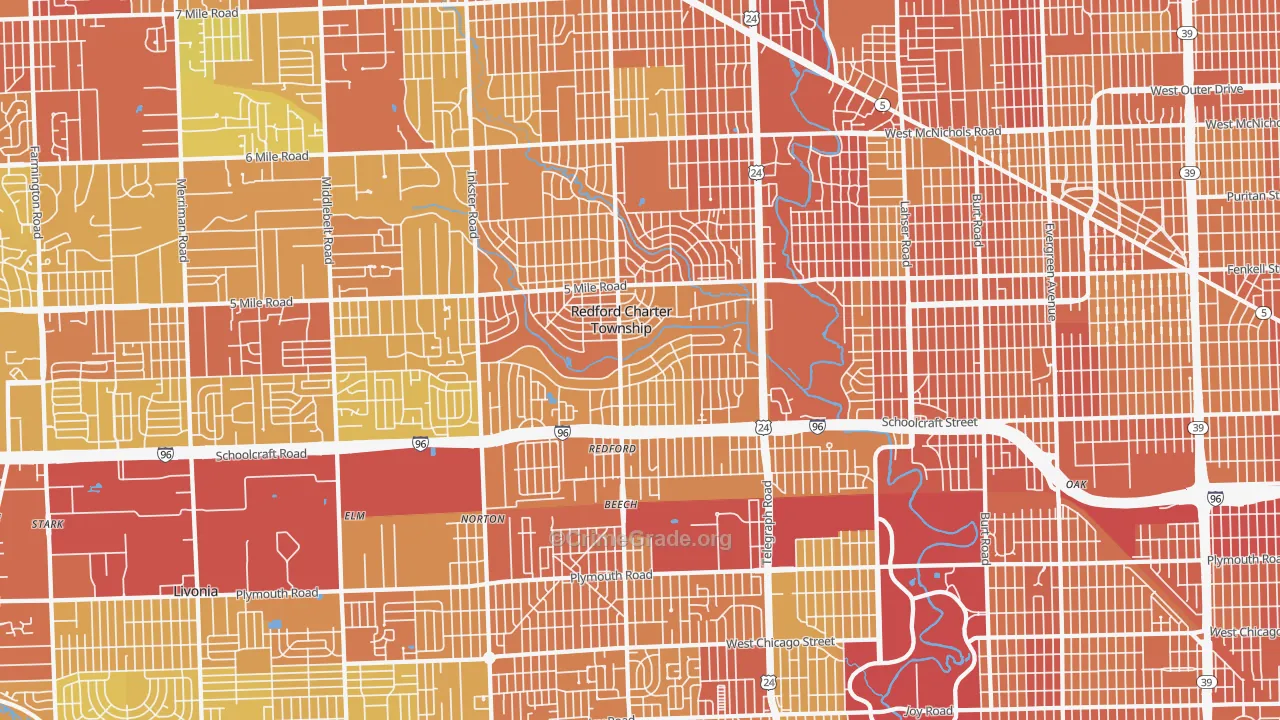 Redford, MI Map of Drug-Related Crime Rates