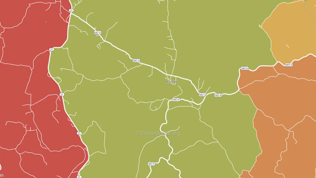 Redford, MO Map of Drug-Related Crime Rates