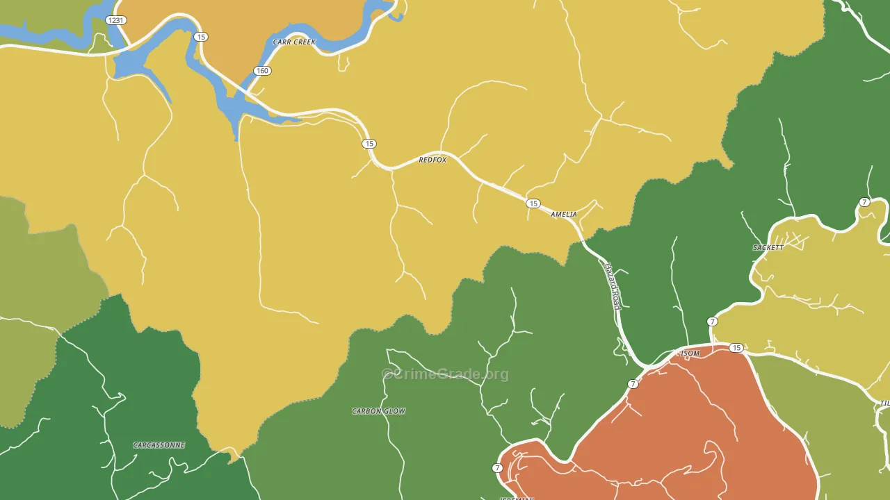Redfox, KY Map of Drug-Related Crime Rates
