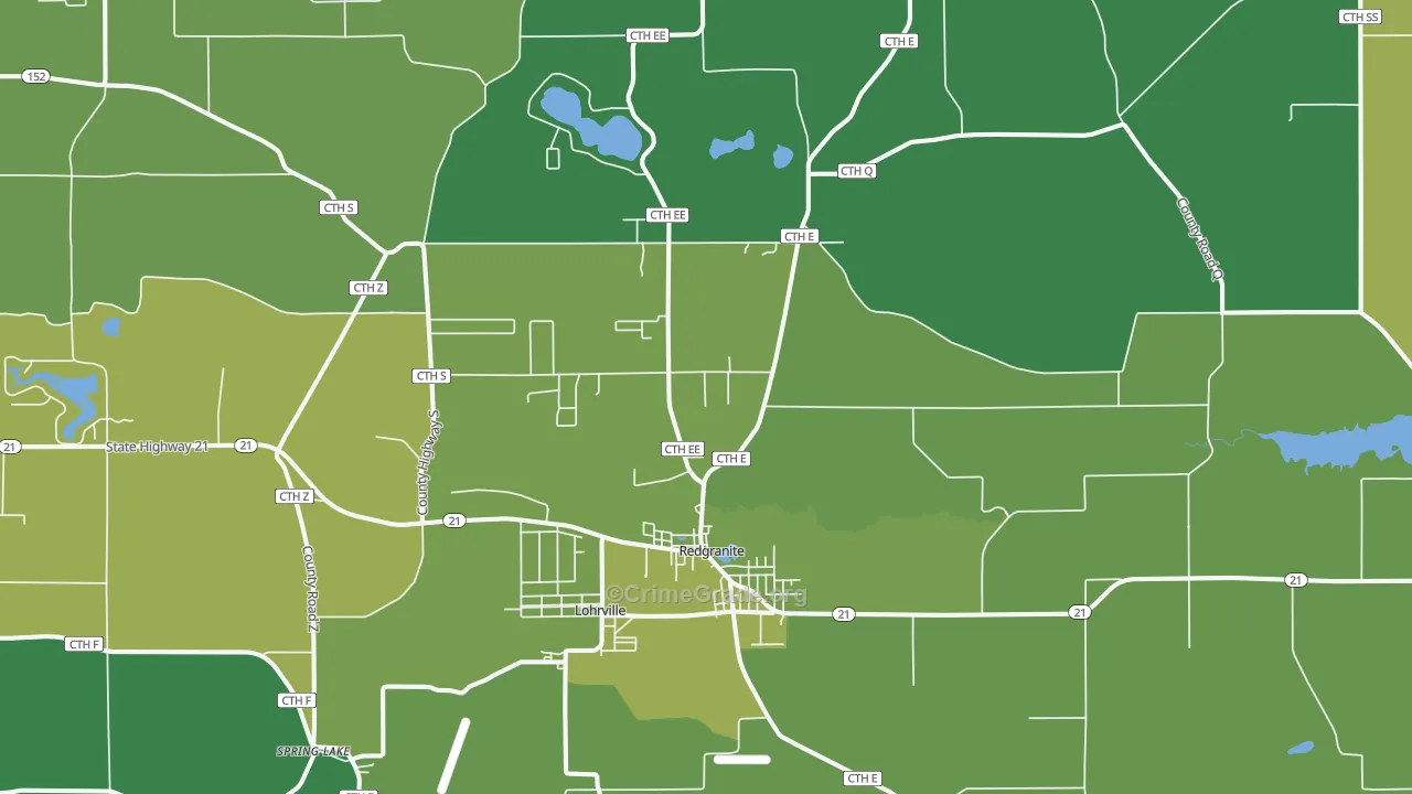 Redgranite, WI Map of Drug-Related Crime Rates
