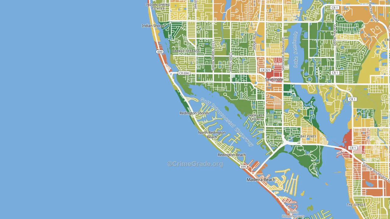 Redington Shores, FL Map of Drug-Related Crime Rates