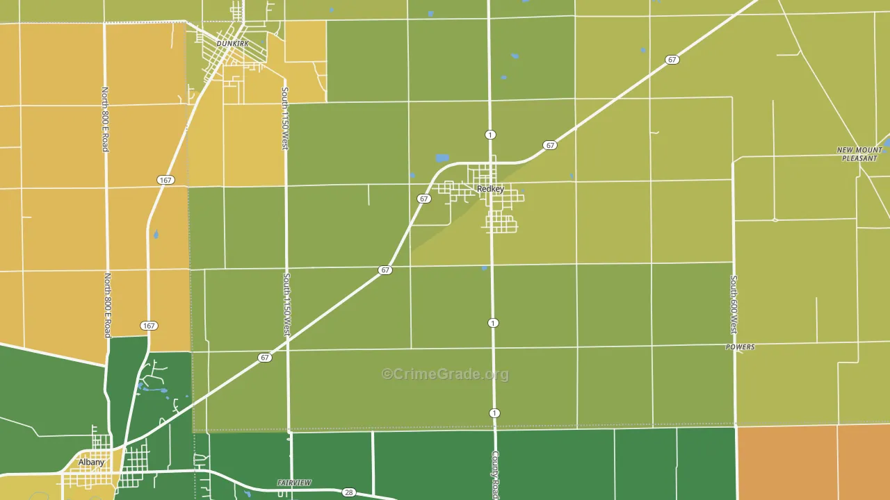 Redkey, IN Map of Drug-Related Crime Rates