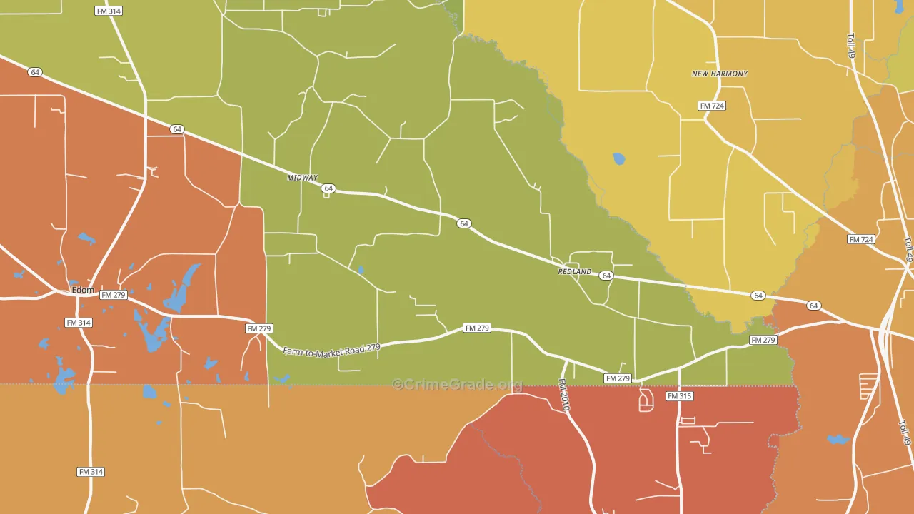 Redland, TX Map of Drug-Related Crime Rates