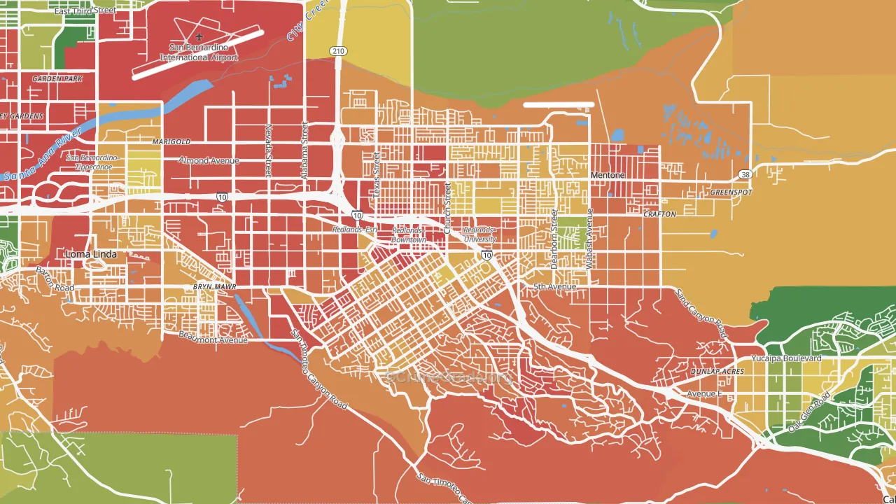 Redlands, CA Map of Drug-Related Crime Rates