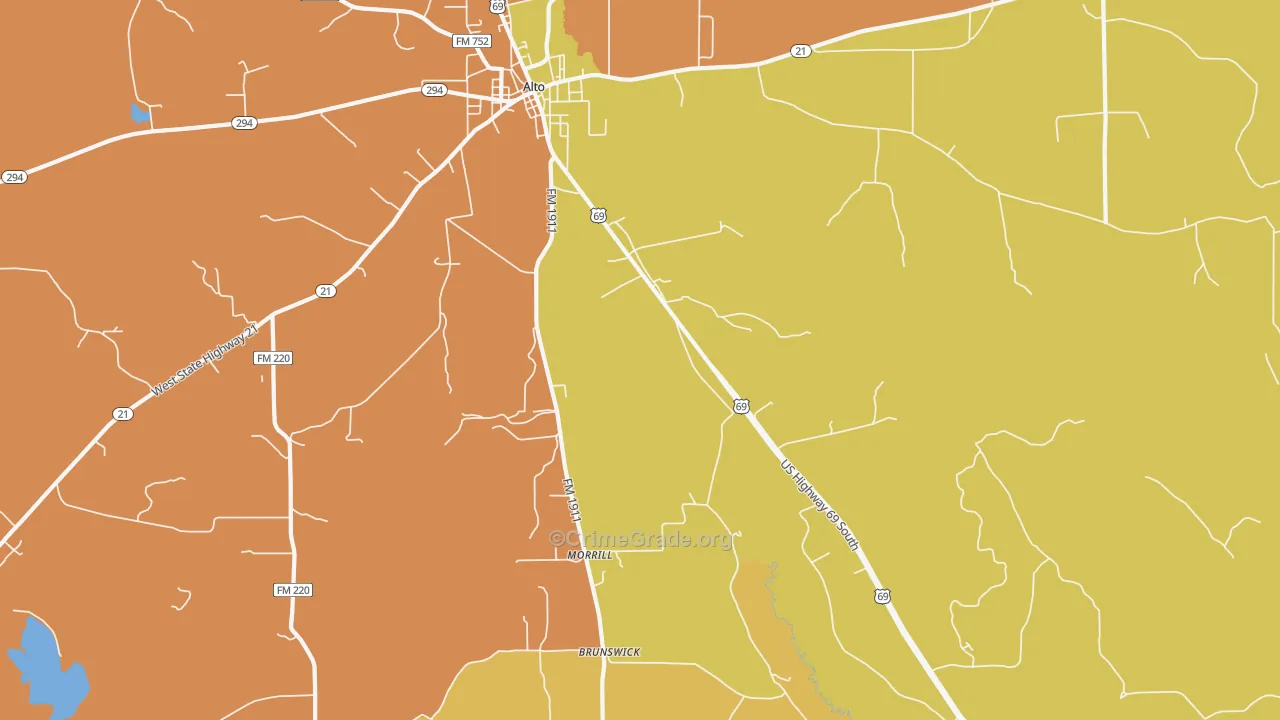 Redlawn, TX Map of Drug-Related Crime Rates