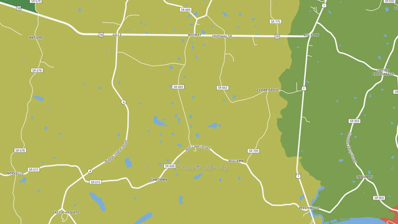 Redlawn, VA Map of Drug-Related Crime Rates