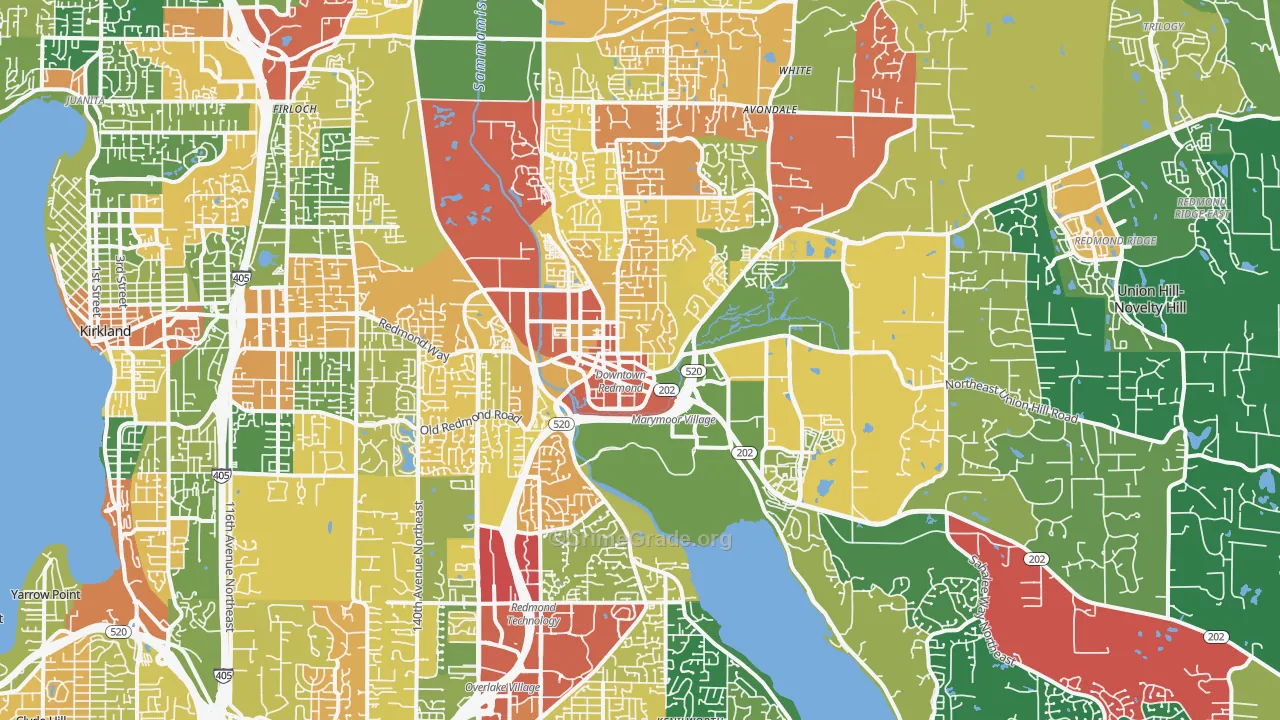 Redmond, WA Map of Drug-Related Crime Rates
