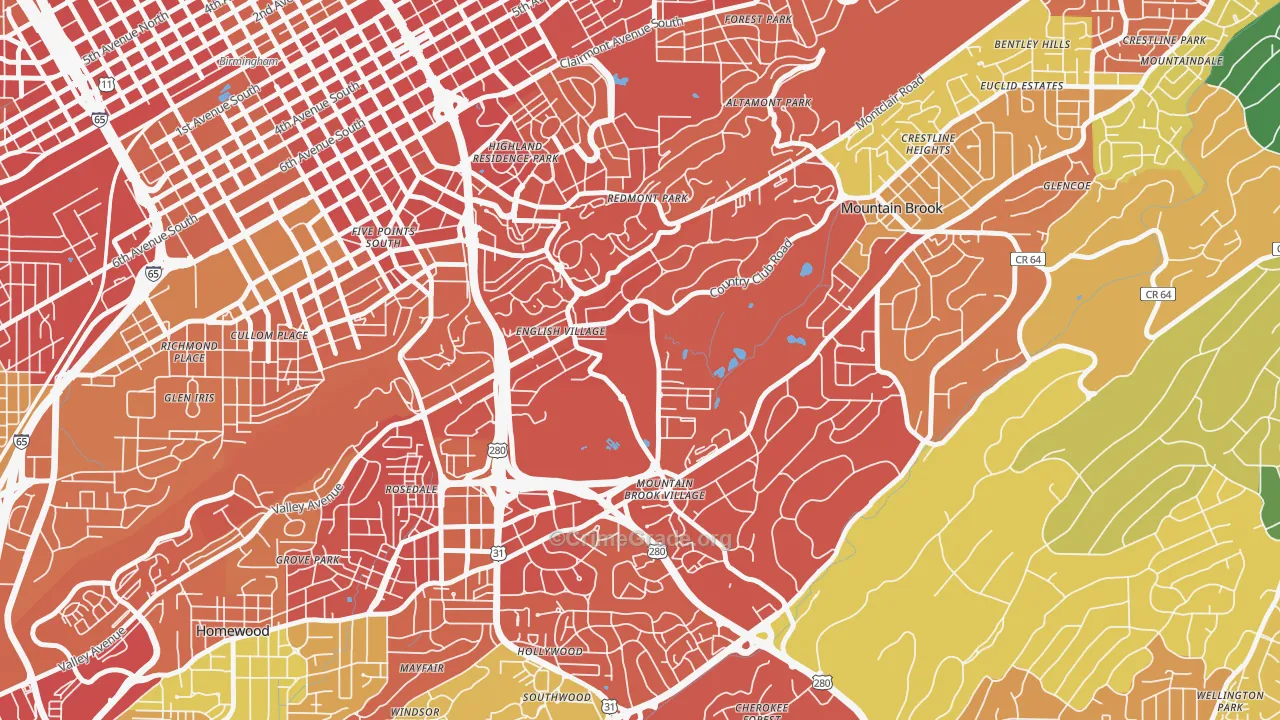 Redmont Park, Birmingham, AL Map of Drug-Related Crime Rates