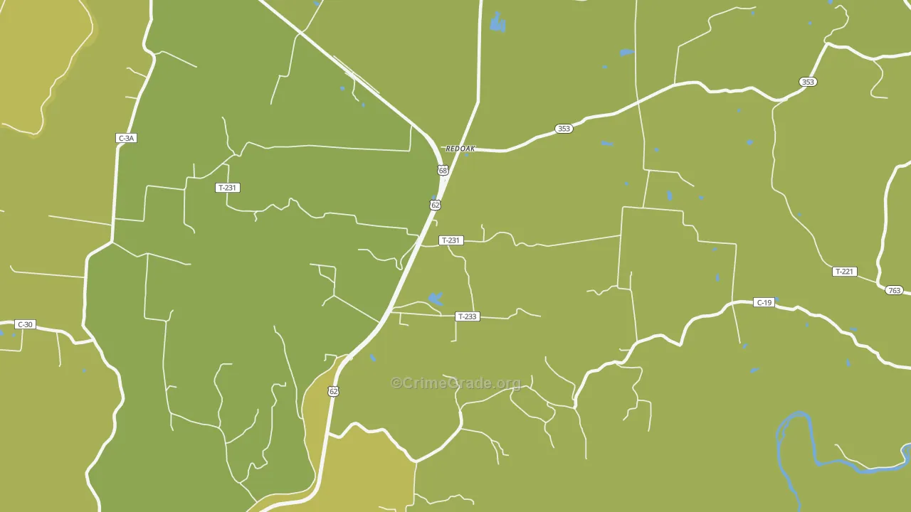 Redoak, OH Map of Drug-Related Crime Rates