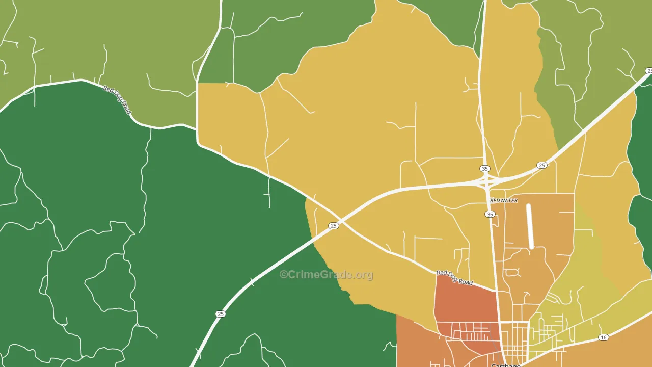 Redwater, MS Map of Drug-Related Crime Rates