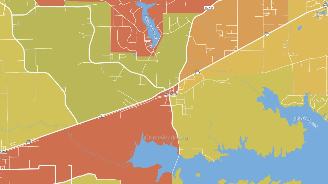 Redwater, TX Map of Drug-Related Crime Rates