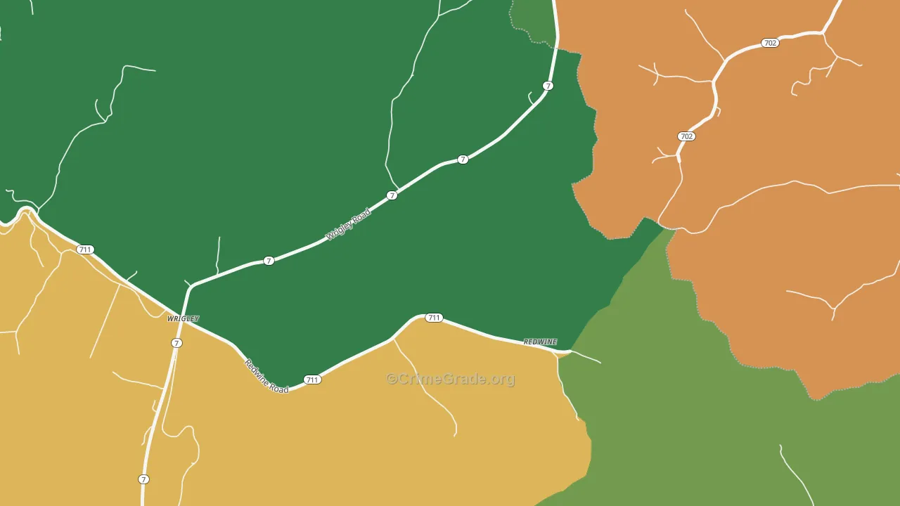 Redwine, KY Map of Drug-Related Crime Rates