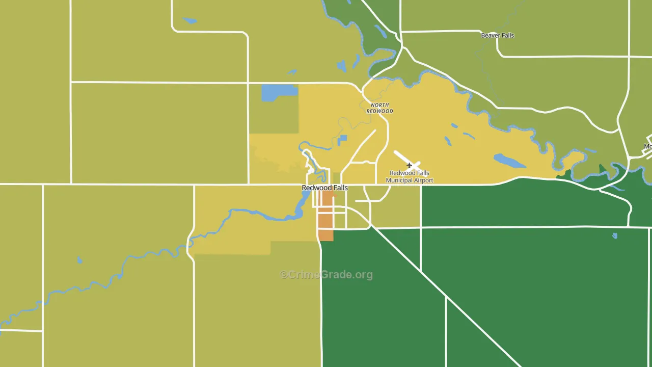 Redwood Falls, MN Map of Drug-Related Crime Rates