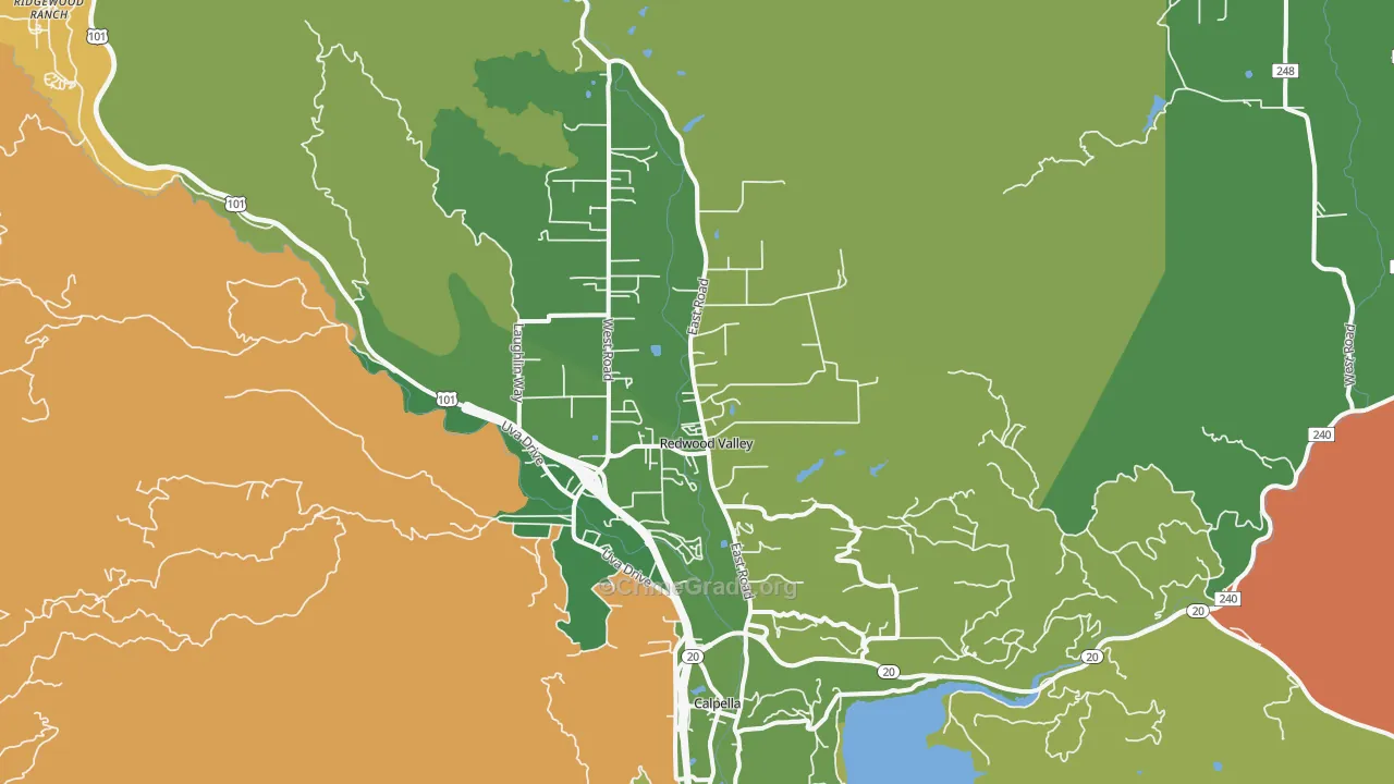 Redwood Valley, CA Map of Drug-Related Crime Rates