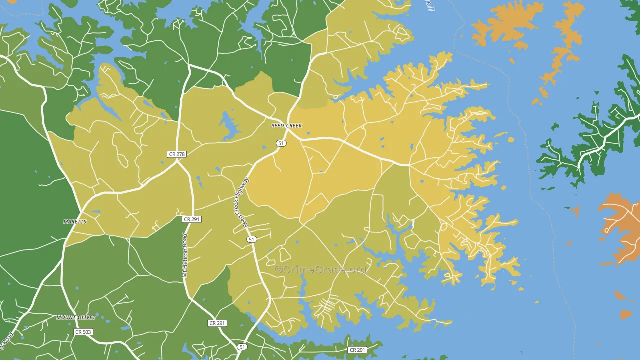Reed Creek, GA Map of Drug-Related Crime Rates