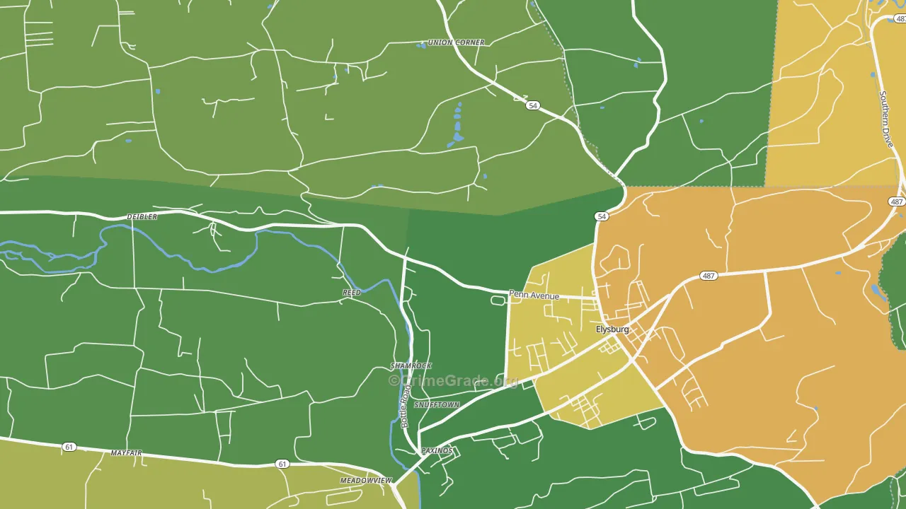 Reed, PA Map of Drug-Related Crime Rates