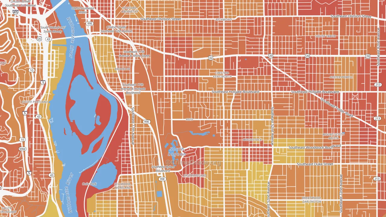 Reed, Portland, OR Map of Drug-Related Crime Rates