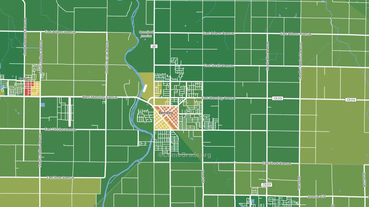 Reedley, CA Map of Drug-Related Crime Rates
