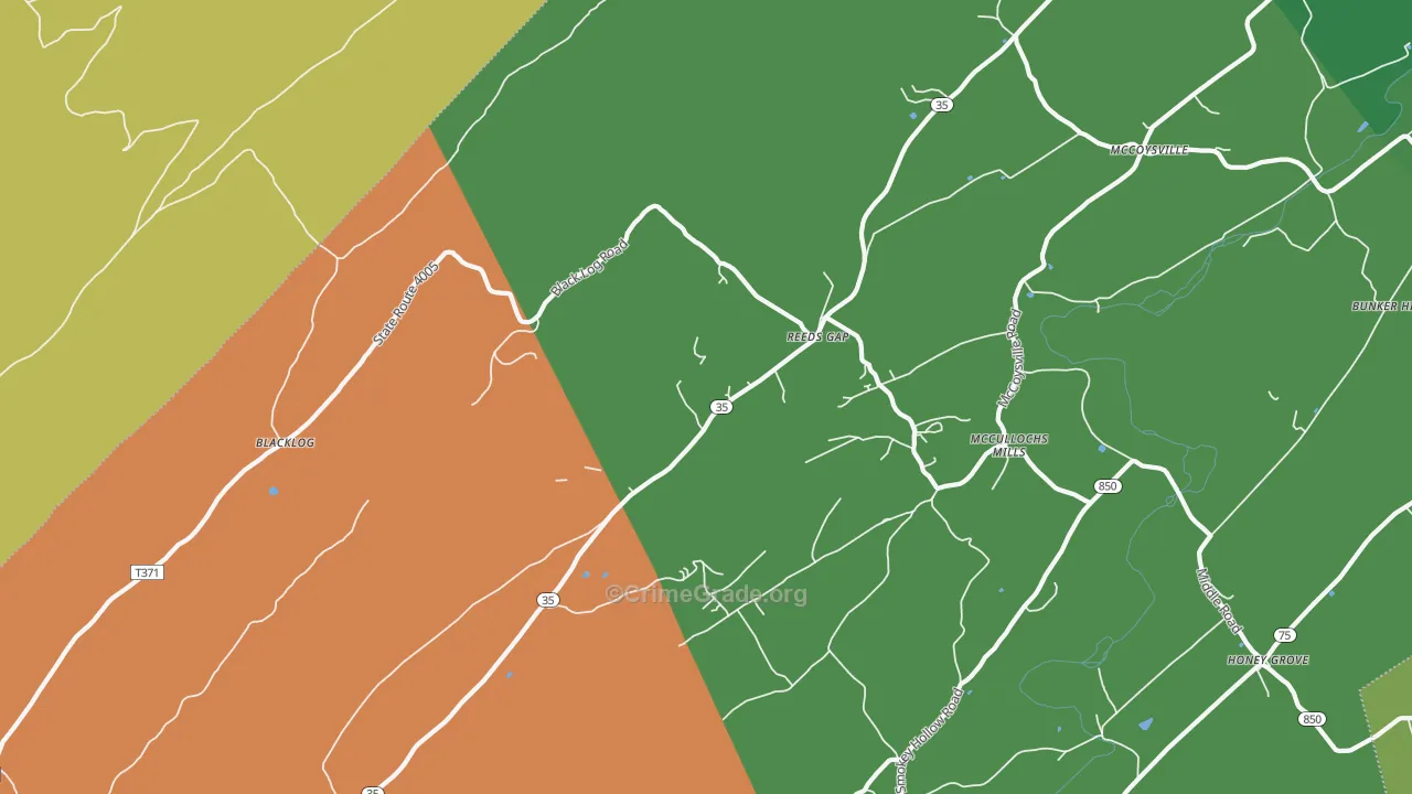 Reeds Gap, PA Map of Drug-Related Crime Rates