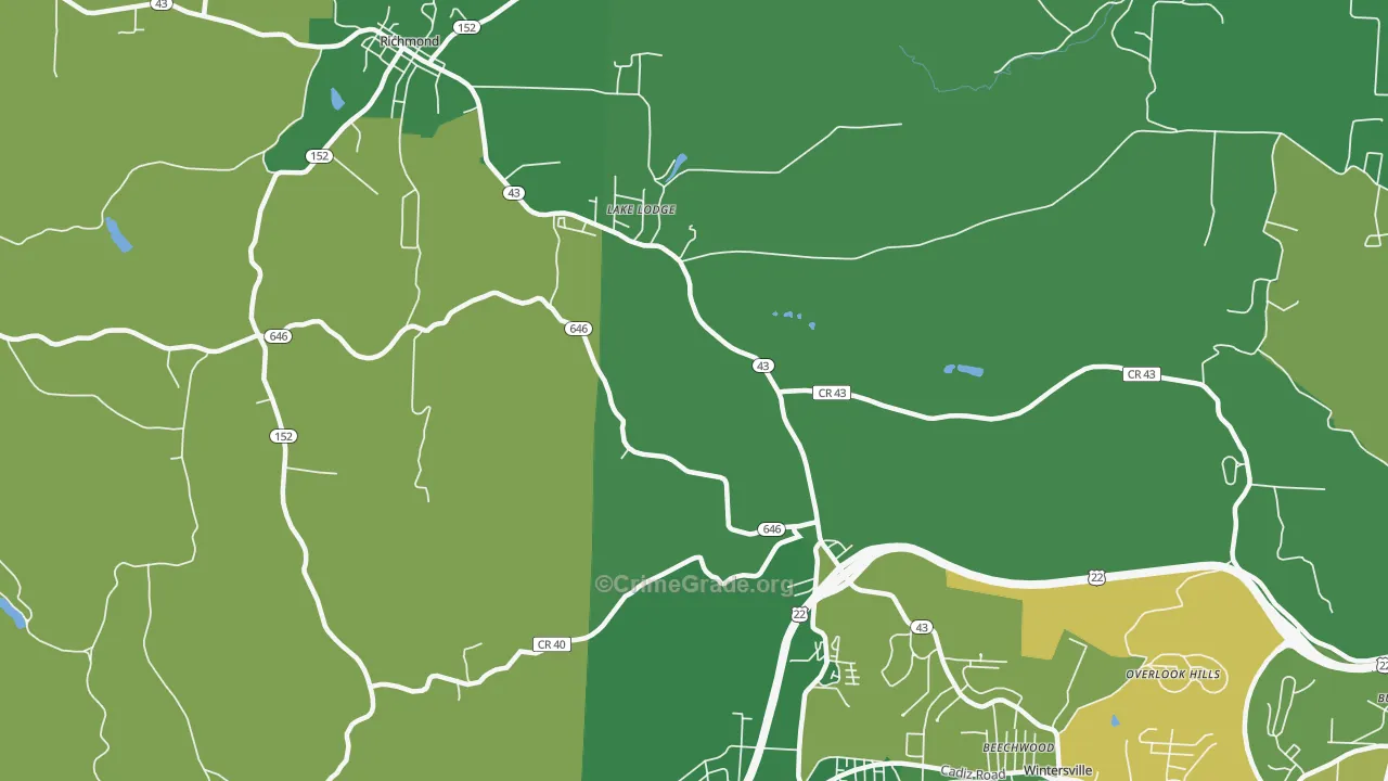 Reeds Mill, OH Map of Drug-Related Crime Rates