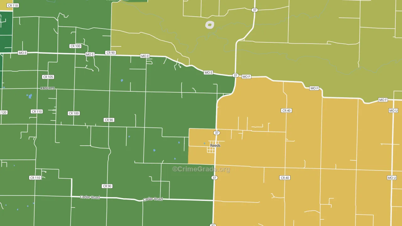 Reeds, MO Map of Drug-Related Crime Rates