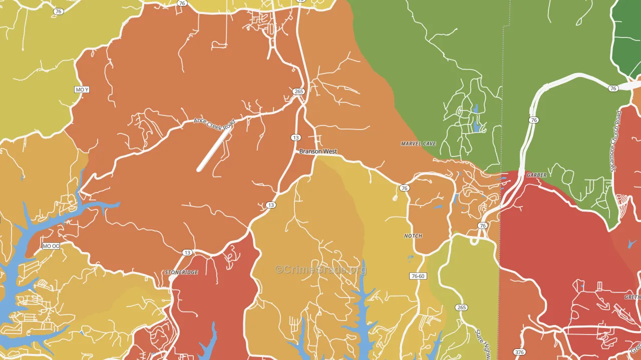 Reeds Spring, MO Map of Drug-Related Crime Rates