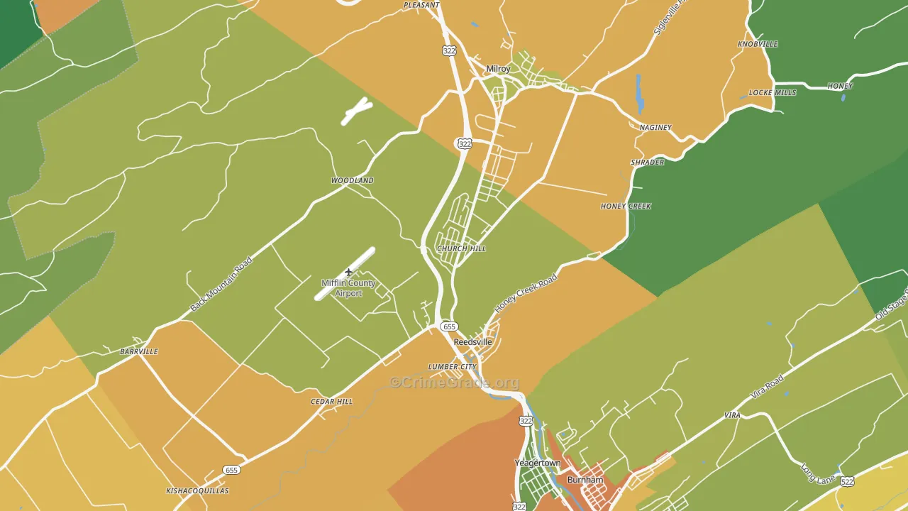 Reedsville, PA Map of Drug-Related Crime Rates