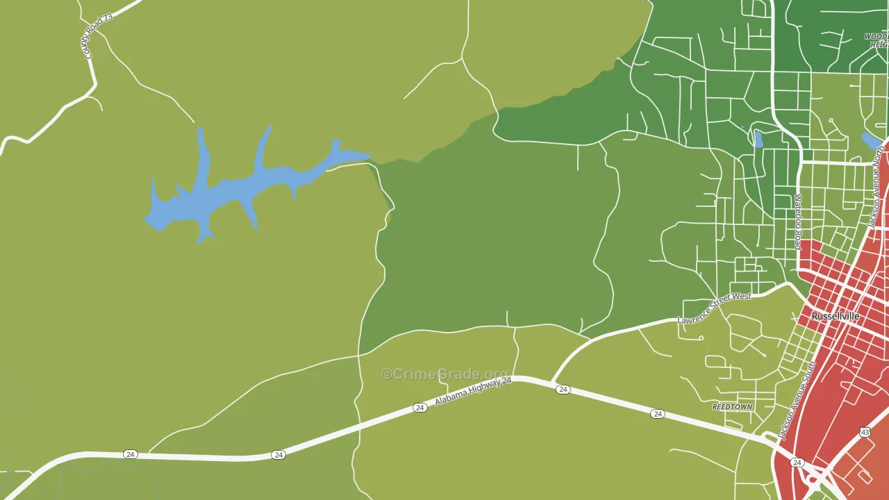 Reedtown, AL Map of Drug-Related Crime Rates