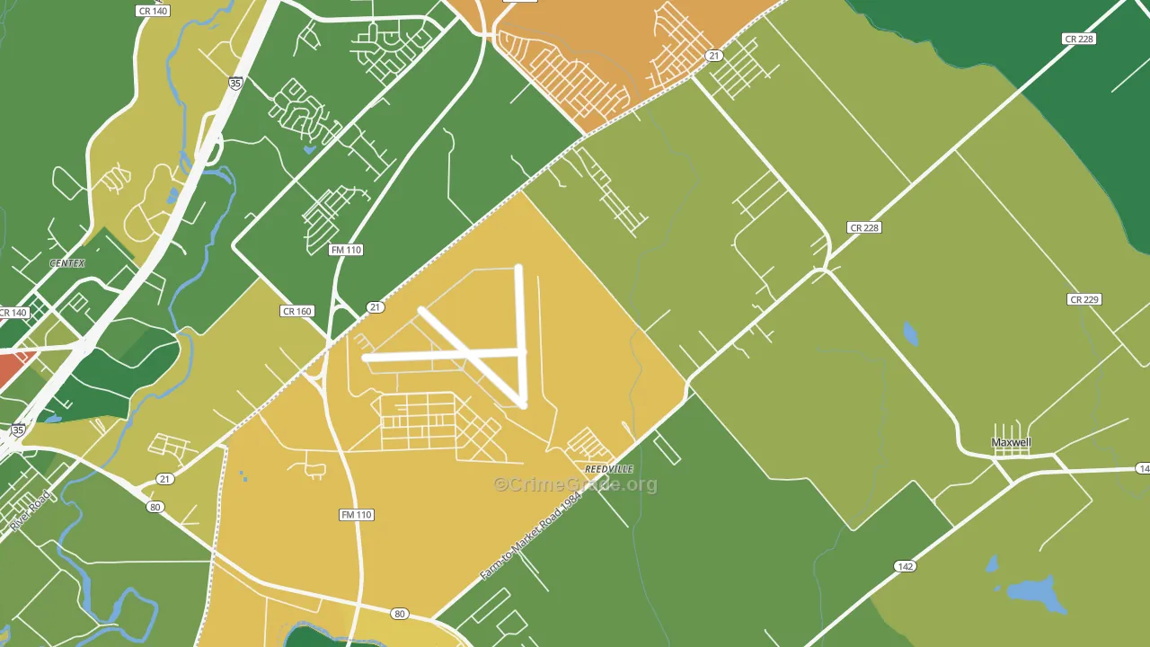 Reedville, TX Map of Drug-Related Crime Rates