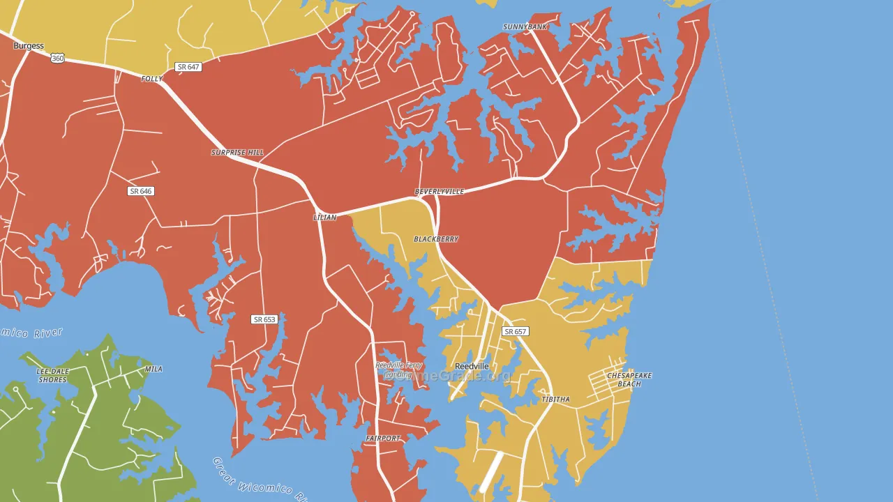 Reedville, VA Map of Drug-Related Crime Rates